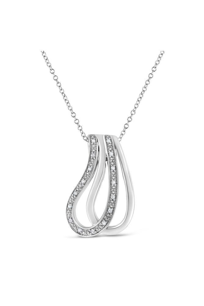 Pave-Set Diamond Accent Double Curve Necklace